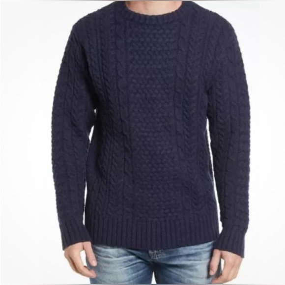 Pendleton Shetland Wool Fisherman’s Sweater Cable Mens Size XL Navy - Picture 1 of 6